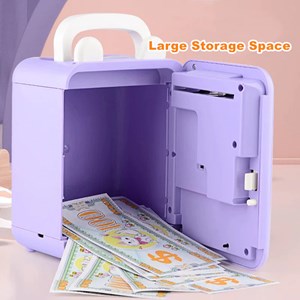 گاوصندوق اثر انگشتی رمز دار باتری خور طرح کرومی مدل MINI BANK 313_اسباب بازی