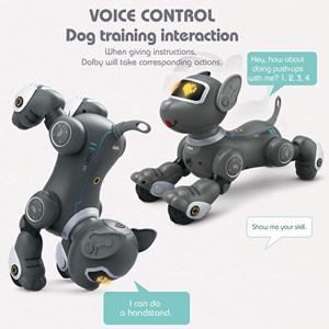 سگ رباتیک هوشمند طوسی با سنسور و کنترل مدل Programmable Robot Dog Toy 1536_اسباب بازی