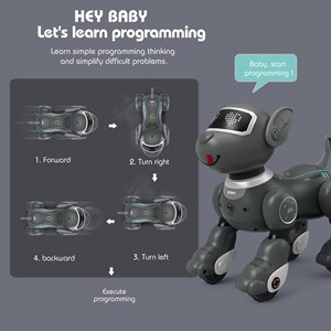 سگ رباتیک هوشمند طوسی با سنسور و کنترل مدل Programmable Robot Dog Toy 1536_اسباب بازی