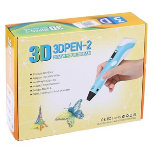 قلم طراحی سه بعدی با نمایشگر LCD و 3 عدد فیلامنت PLA رنگ آبی_اسباب بازی