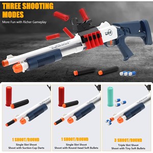 تفنگ اسباب بازی دولول پوکه پران تیر اسفنجی مدل Soft Bullet Toy Gun 2027_اسباب بازی