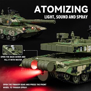 تانک فلزی موزیکال، چراغدار و دودزا مقیاس 1:36 رنگ سبز_اسباب بازی