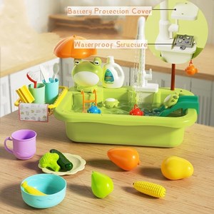 اسباب بازی سینک ظرفشویی و قلاب ماهیگیری 30 قطعه طرح قورباغه_اسباب بازی