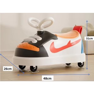 چهار چرخ موزیکال و چراغدار کودک طرح کتانی نایک رنگ نارنجی_اسباب بازی