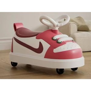 چهار چرخ موزیکال و چراغدار کودک طرح کتانی نایک رنگ صورتی_اسباب بازی