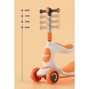اسکوتر سه‌ چرخه چند کاره SCOOTER 3 in 1 با چرخ های چراغدار ژله ای_اسباب بازی