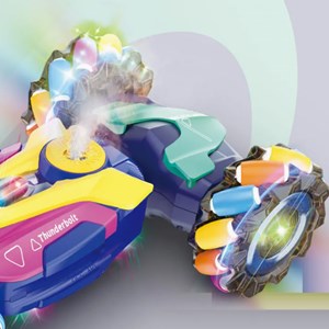 ماشین کنترلی شارژی کرمی دو حالته دودزا و چراغدار آکروباتیک 4WD با قابلیت چرخش 360 درجه_اسباب بازی