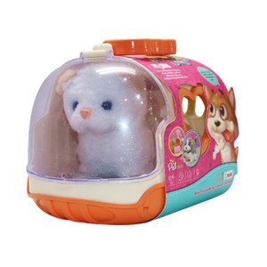 گربه خانگی به همراه قفس و وسایل آرایشی رنگ سفید کرم کد 1062_اسباب بازی