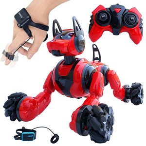 ربات اسباب بازی سگ هوشمند با دو کنترل دستی و مچی در سه رنگ مدل Stunt RC Robot Dog 666-800A