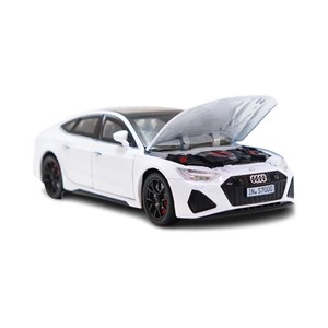 ماشین فلزی آئودی موزیکال با چراغ، کمک‌ فنر و درب‌ های بازشو رنگ سفید_اسباب بازی