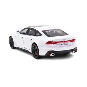 ماشین فلزی آئودی موزیکال با چراغ، کمک‌ فنر و درب‌ های بازشو رنگ سفید_اسباب بازی