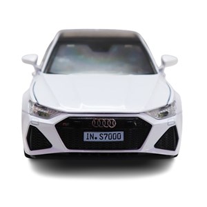 ماشین فلزی آئودی موزیکال با چراغ، کمک‌ فنر و درب‌ های بازشو رنگ سفید_اسباب بازی