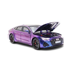 ماشین فلزی آئودی موزیکال با چراغ، کمک‌ فنر و درب‌ های بازشو رنگ بنفش_اسباب بازی