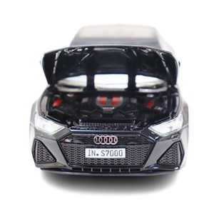 ماشین فلزی آئودی موزیکال با چراغ، کمک‌ فنر و درب‌ های بازشو رنگ مشکی_اسباب بازی