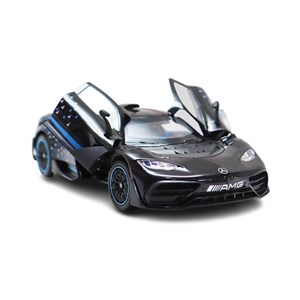 ماشین فلزی بنز موزیکال با چراغ، کمک‌ فنر و درب‌ های بازشو رنگ مشکی_اسباب بازی