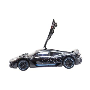 ماشین فلزی بنز موزیکال با چراغ، کمک‌ فنر و درب‌ های بازشو رنگ مشکی_اسباب بازی