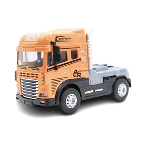 ماشین تریلی فلزی موزیکال با چراغ روشن و کانکس بازشو رنگ نارنجی_اسباب بازی