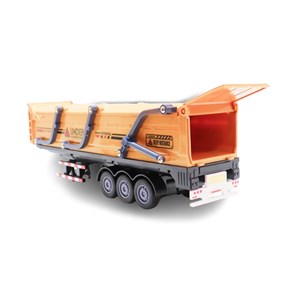 ماشین تریلی فلزی موزیکال با چراغ روشن و کانکس بازشو رنگ نارنجی_اسباب بازی