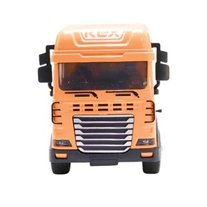 ماشین تریلی فلزی موزیکال با چراغ روشن و کانکس بازشو رنگ نارنجی_اسباب بازی