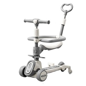 اسکوتر سایبان و حفاظ دار چند کاره رنگ طوسی_اسباب بازی