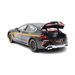 ماشین فلزی BMW موزیکال با چراغ، کمک‌ فنر و درب‌ های بازشو رنگ مشکی_اسباب بازی