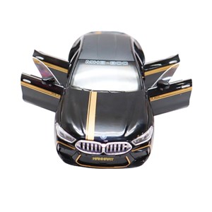 ماشین فلزی BMW موزیکال با چراغ، کمک‌ فنر و درب‌ های بازشو رنگ مشکی_اسباب بازی