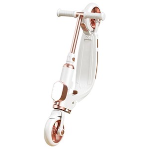 اسکوتر تاشو چراغدار با ترمز عقب و بدنه آلومینیومی رنگ سفید_اسباب بازی