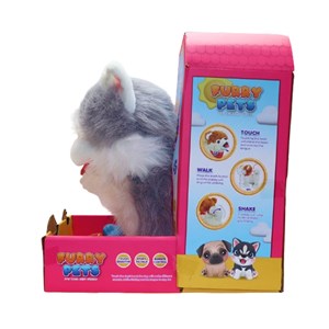 عروسک رباتیک گربه پشمالو موزیکال سنسور دار با دسته ی کنترلی رنگ طوسی مدل 5535_اسباب بازی