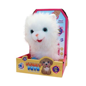 عروسک رباتیک گربه پشمالو موزیکال سنسور دار با دسته ی کنترلی رنگ سفید مدل 5535_اسباب بازی