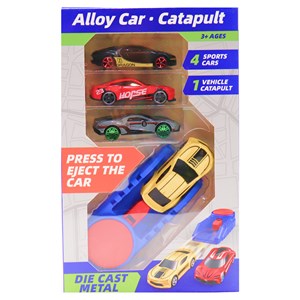 ست ماشین مسابقه‌ ای فلزی با پرتابگر مجموعه 4 عددی مدل 2853_1 Alloy Car Catapult_اسباب بازی