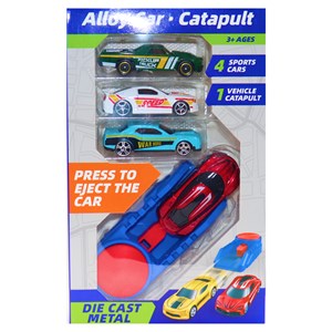 ست ماشین مسابقه‌ ای فلزی با پرتابگر مجموعه 4 عددی مدل 2853_2 Alloy Car Catapult_اسباب بازی