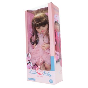 عروسک سیلیکونی دختر بچه 50 سانتی سخنگو با پیراهن صورتی_اسباب بازی