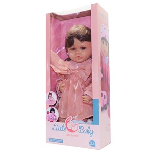 عروسک سیلیکونی دختر بچه 50 سانتی سخنگو با کلاه صورتی_اسباب بازی