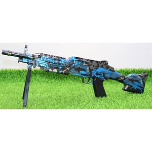 تفنگ اسباب‌ بازی شارژی تیر ژله‌ ای دو حالته با دوربین رنگ آبی مدل M249 554C_اسباب بازی