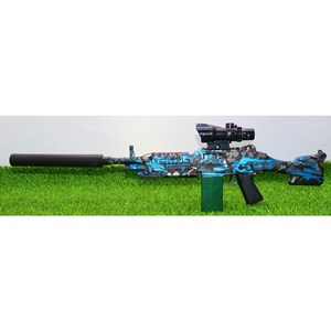 تفنگ اسباب‌ بازی شارژی تیر ژله‌ ای دو حالته با دوربین رنگ آبی مدل M249 554C_اسباب بازی