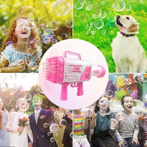 تفنگ اسباب بازی حباب ساز شارژی چراغ دار با 64 سوراخ مدل Rocket Bubble Gun_اسباب بازی