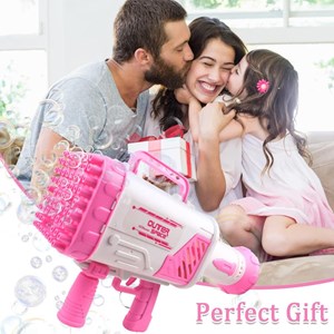 تفنگ اسباب بازی حباب ساز شارژی چراغ دار با 64 سوراخ مدل Rocket Bubble Gun_اسباب بازی
