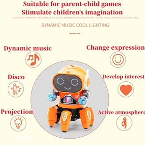 ربات خرچنگی موزیکال و رقصنده رنگ نارنجی مدل 142