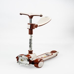 اسکوتر تعادلی سه چرخ چراغدار و موزیکال مدل ms108 رنگ قهوه ای