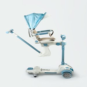 اسکوتر تعادلی کالسکه ای سه چرخ چراغدار و موزیکال مدل ms-113 رنگ آبی