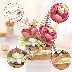 لگو سبد گل رز صورتی مدل 1088