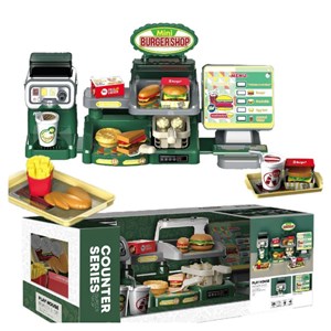 ست اسباب بازی موزیکال فروشگاه همبرگر همراه با دستگاه آبمیوه گیری 35 تکه مدل Mini Burger shop playhouse Toys A1463660Q-U