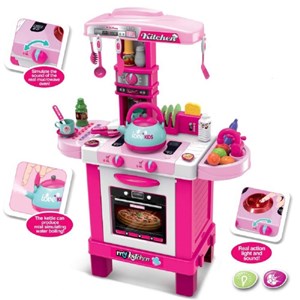 اسباب بازی ست آشپزخانه دخترانه صورتی 42 پارچه برند ژیونگ چنگ مدلKIDS COOK LITTL