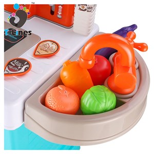 اسباب بازی ست آشپزخانه دخترانه آبی 42 پارچه برند ژیونگ چنگ مدل KIDS COOK LITTLE CHEF XIONG CHENG 008939A