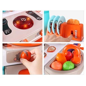 اسباب بازی ست آشپزخانه دخترانه آبی 42 پارچه برند ژیونگ چنگ مدل KIDS COOK LITTLE CHEF XIONG CHENG 008939A