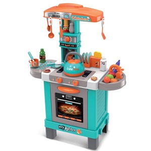 اسباب بازی ست آشپزخانه دخترانه آبی 42 پارچه برند ژیونگ چنگ مدل KIDS COOK LITTLE CHEF XIONG CHENG 008939A