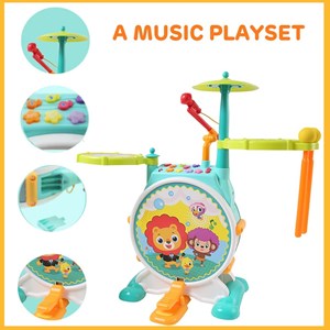 اسباب بازی موزیکال جاز و درام بزرگ هولی تویز مدل 3130 Hola Toys Dimple Electric Big Toy Drum Set for Kids