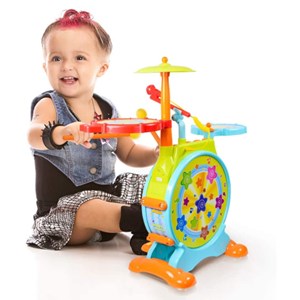 اسباب بازی موزیکال ست جاز و درام هولی تویز مدل 666 Hola Toys Dimple Electric Toy Drum Set for Kids