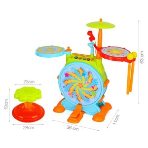 اسباب بازی موزیکال ست جاز و درام هولی تویز مدل 666 Hola Toys Dimple Electric Toy Drum Set for Kids