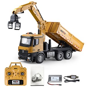 ماشین کنترلی شارژی کامیون حرفه ای هوینا مدل HUINA 1575 RC 1:14 Timber Grab Truck Dumpe_اسباب بازی